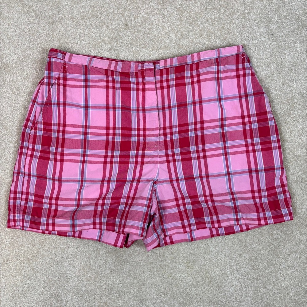 The Limited Womens Pink Red Plaid Cotton Chino Shorts Size 12 Preppy Y2K Summer‎